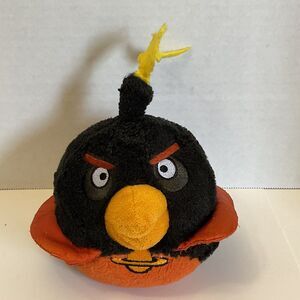 Angry Birds Plush Black Bomb Bird Toy Stuffed Animal 6” With Sound Commonwealth